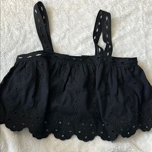 Bluivy Black Ruffled Sleeveless Crop Top